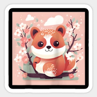 Adorable Fix With Our Red Panda And Cherry Blossom Line Baseball Sticker